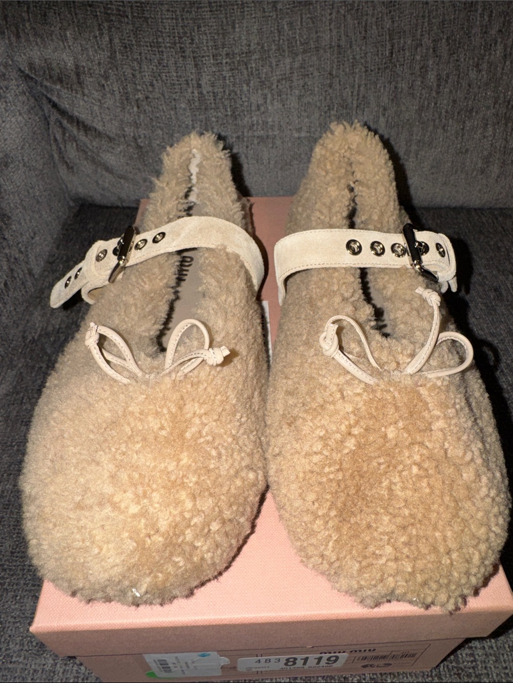 New Miu Miu shearling ballet flats